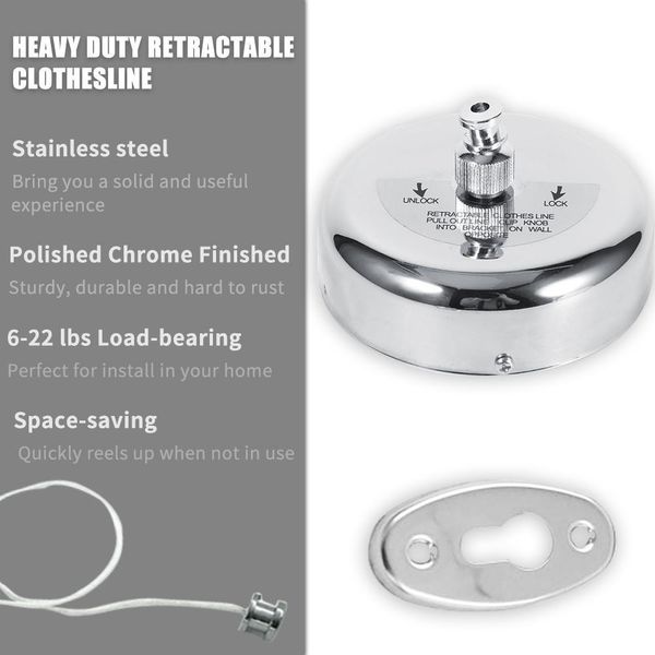Stendibiancheria Retrattile, Stendibiancheria Robusto, Corda Stendibiancheria Regolabile, Stendibiancheria Per Bagno, Hotel-image