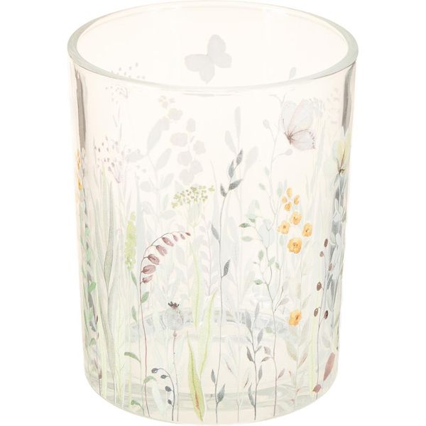 Lanterna Decorativa In Vetro Con Motivo Di Fiori E Farfalle-image