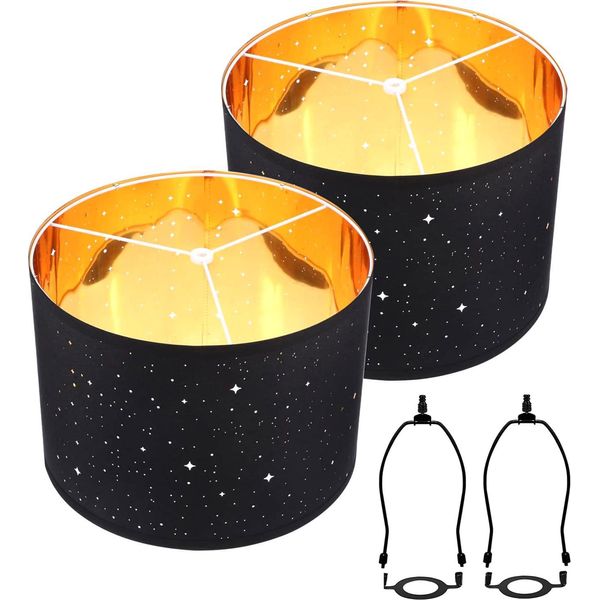 2 Set Di Paralume In Tessuto Per Lampada Da Tavolo Lampada Da Terra Stile Americano Paralume Con Paralume Arpa Stand E26 Uno Foro-image