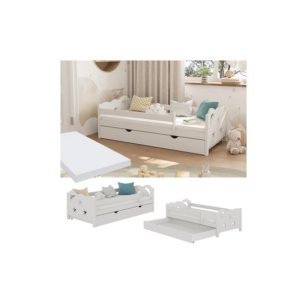 Vitalispa Kinderbett Einzelbett Juniorbett Jessica Weiß 160X80 Cm Matratze Modern Kinderzimmer Bett Bettschublade Rausfallschutz-image