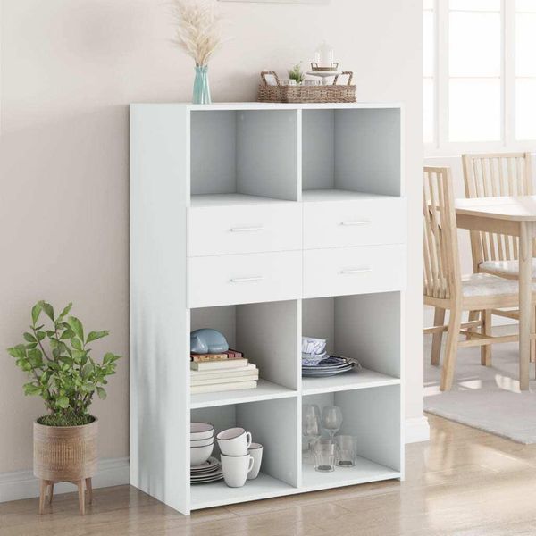Maison Exclusive - Credenza Bianca 80X42,5X124 Cm In Legno Multistrato-image