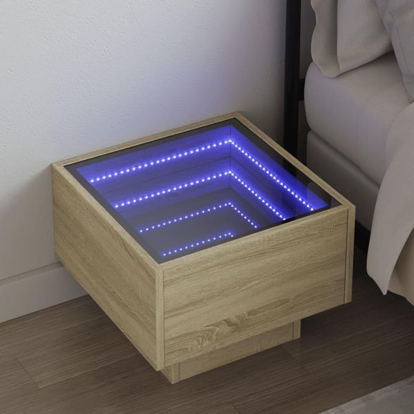 Maison Exclusive - Comodino Con Led Infinity Rovere Sonoma 40X40X30 Cm-image