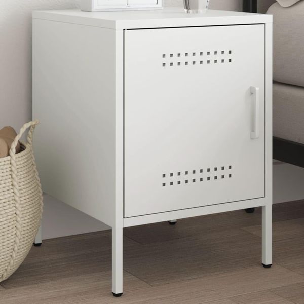 Maison Exclusive - Comodino Bianco 36X39X50,5 Cm Acciaio-image