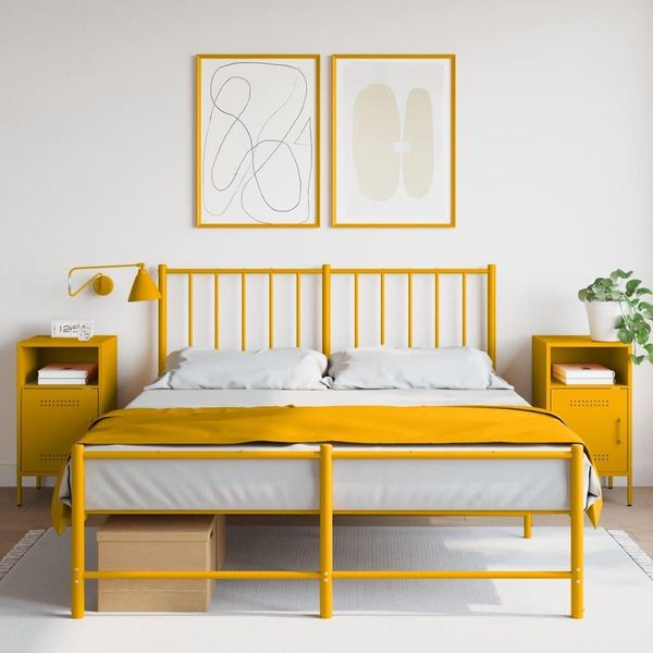 Maison Exclusive - Comodini 2 Pz. Giallo Senape 36X39X68 Cm Acciaio-image