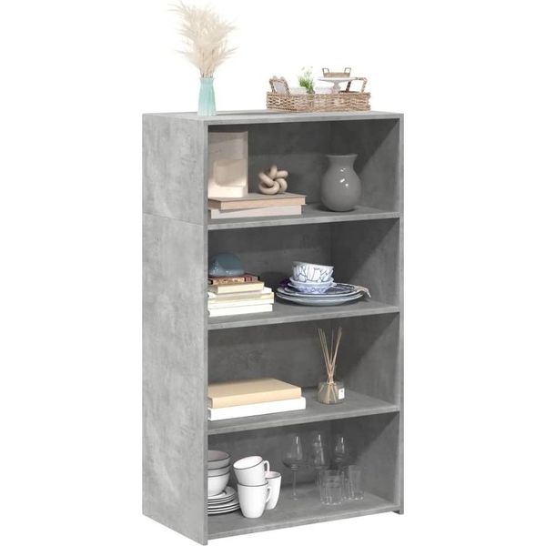 Maison Exclusive - Credenza Alta Grigio Cemento 70X41X124 Cm Materiale Ligneo-image