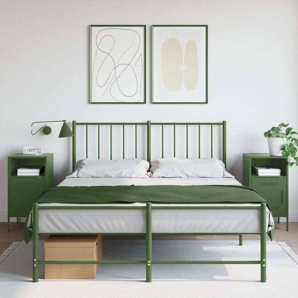 Maison Exclusive - Comodini 2 Pz. Verde Oliva 36X39X68 Cm Acciaio-image