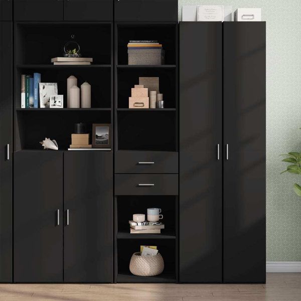 Maison Exclusive - Credenza Nera 45X42,5X185 Cm In Legno Multistrato-image