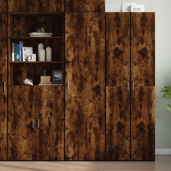 Maison Exclusive - Credenza Rovere Fumo 50X42,5X185 Cm In Legno Ingegnerizzato-image