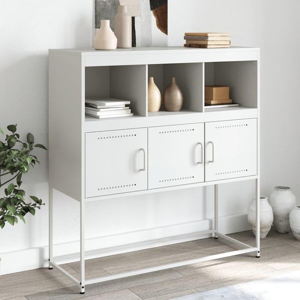 Maison Exclusive - Credenza Bianca 100,5X39X107 Cm Acciaio-image