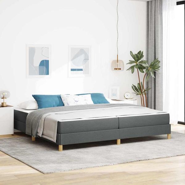 Maison Exclusive - Letto Boxspring Con Materasso Grigio Scuro 200 X 200 Cm Tessuto-image