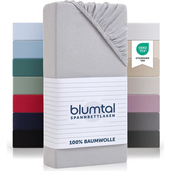 Blumtal Basics Lenzuolo Per Topper 100X200 Cm In Jersey - Lenzuolo Per Topper In 100% Cotone - Grigio Chiaro Di Luna - Grigio-image
