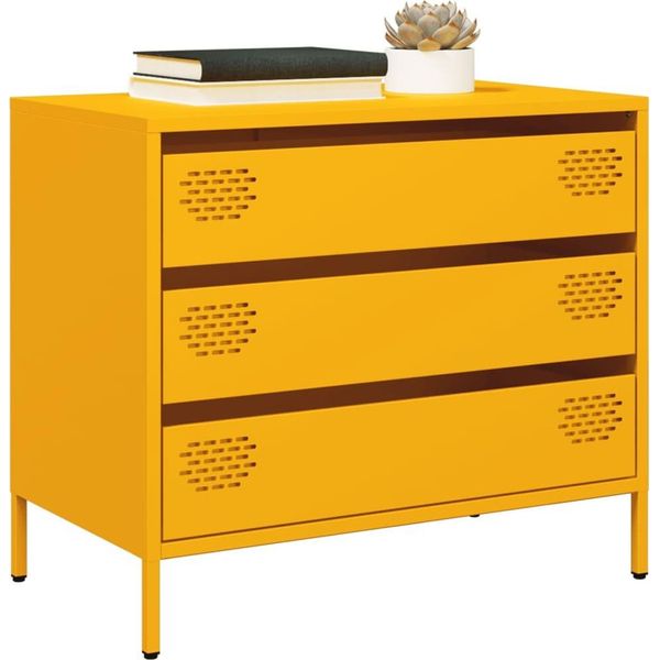 Vidaxl Credenza Giallo Senape 68X39X58,5 Cm Acciaio Laminato A Freddo-image