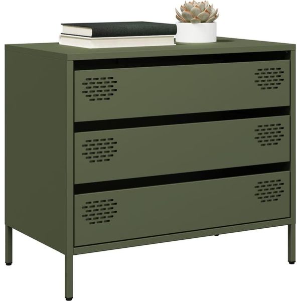 Maison Exclusive - Credenza Verde Oliva 68X39X58,5 Cm Acciaio Laminato A Freddo-image