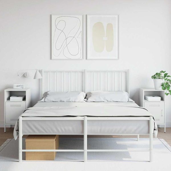 Maison Exclusive - Comodini 2 Pz. Bianco 36X39X68 Cm Acciaio-image