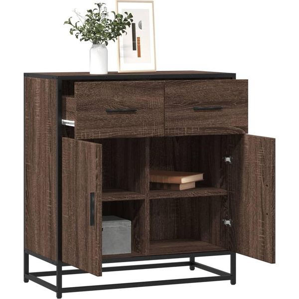 Vidaxl Credenza Marrone Effetto Rovere 68X35X76 Cm Materiale A Base Di Legno-image