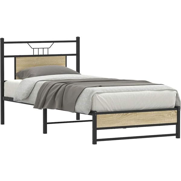 Vidaxl Struttura Letto Senza Materasso Rovere Sonoma 90X190 Cm Materiale A Base Di Legno-image