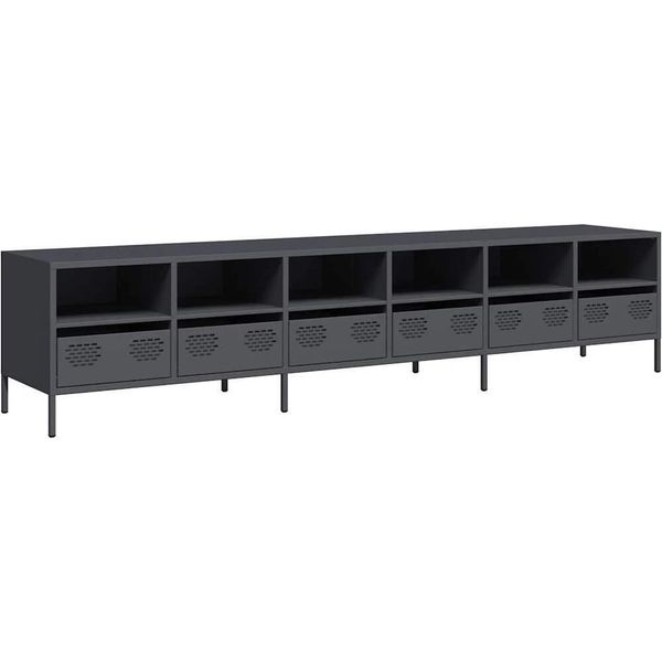 Syfax™ Mobile Tv Antracite 202X39X43,5 Cm Acciaio Laminato A Freddo-image