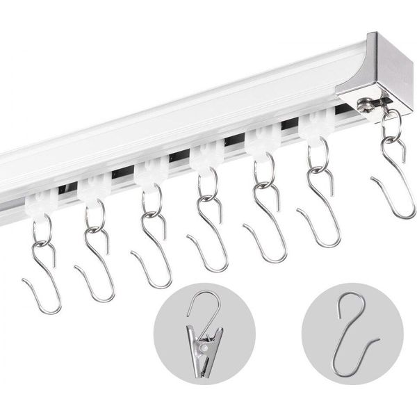 Binari Per Tende A Soffitto Da 3,6 M - Staffa A Soffitto Per Divisori - Ganci Per Il Montaggio A Parete - Sistema Di Tende Per Interni-image