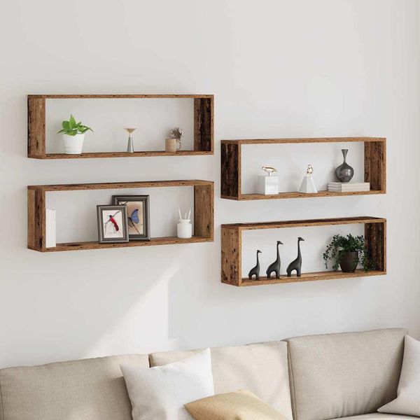 Maison Exclusive - Mensole Da Parete 4 Pezzi Legno Antico 80 X 15 X 26 Cm Materiale Ligneo-image
