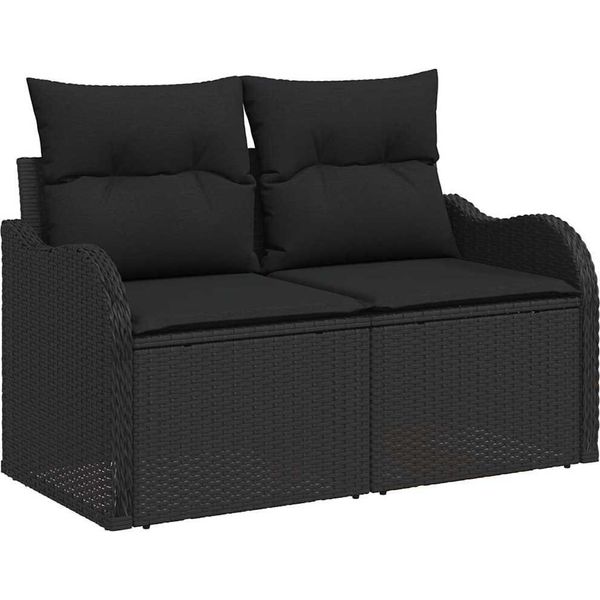 Vidaxl Set Di Divani Da Giardino 6 Pezzi Nero 100 X 55 X 73 Cm Poly Rattan-image