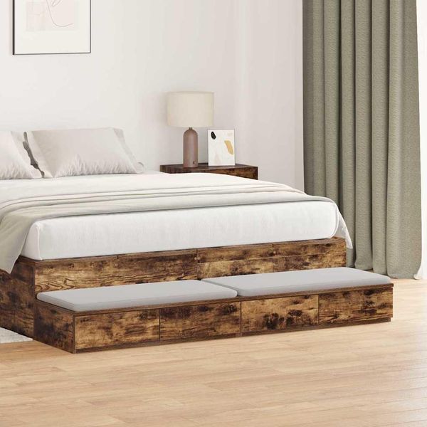 Syfax™ Cassetti Per Letto Rovere Fumé 140 X 36,5 X 16,5 Cm-image