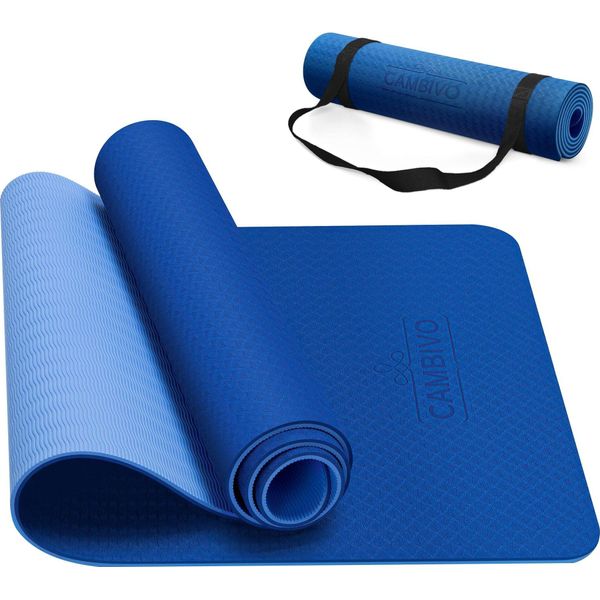 Cambivo Tappetino Yoga Antiscivolo 8Mm, 183X60Cm/183X61Cm Tappetino Palestra Spesso In Tpe, Yoga Mat Tappeto Pilates Fitness Alta Densit-image