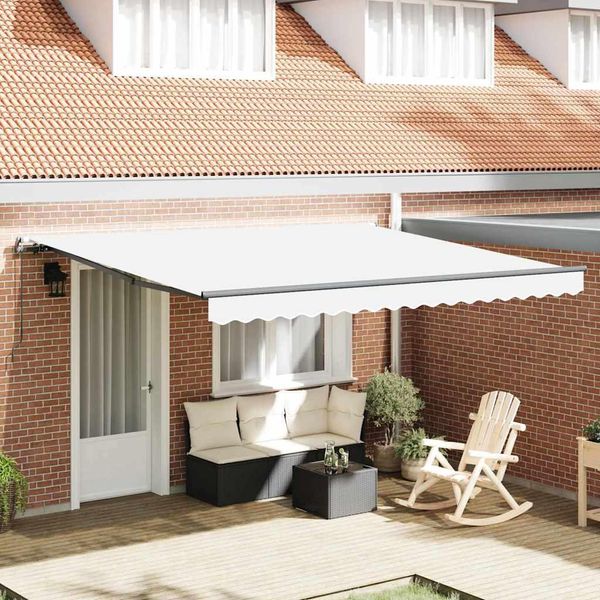 Vidaxl Tenda Da Sole Retrattile Bianco Bianco 400 X 350 Cm Tessuto-image