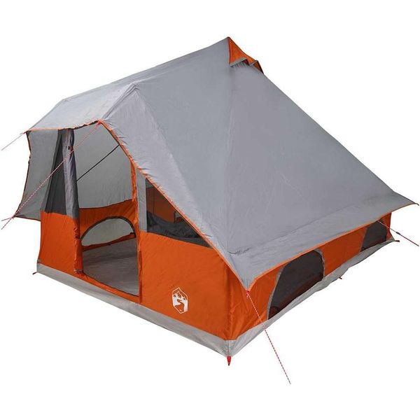Vidaxl Tenda A Soffietto Per Famiglie Con Tetto Grigio E Arancione 358 X 296 X 258 Cm-image