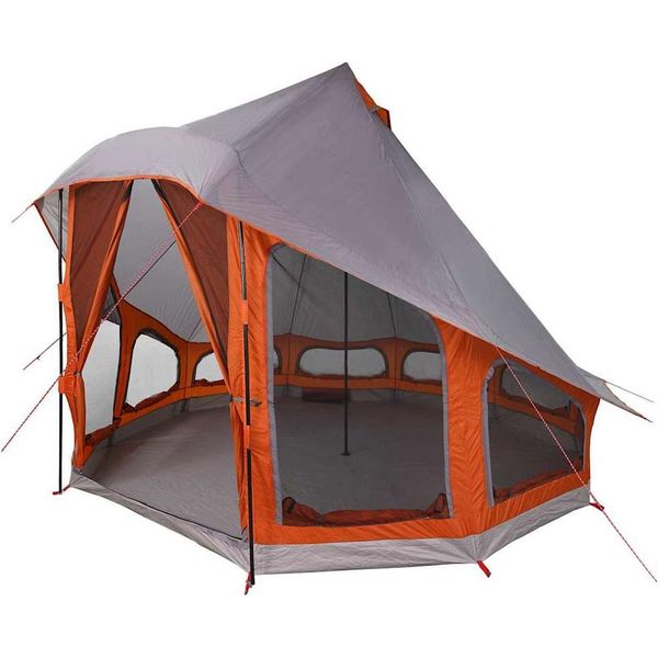 Vidaxl Tenda A Soffietto Per Famiglie Con Tetto Grigio E Arancione 404 X 370 X 270 Cm-image