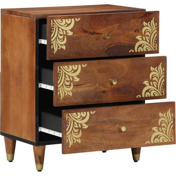 Vidaxl Comodino Marrone Miele 50 X 33 X 62 Cm In Legno Massiccio Di Mango-image