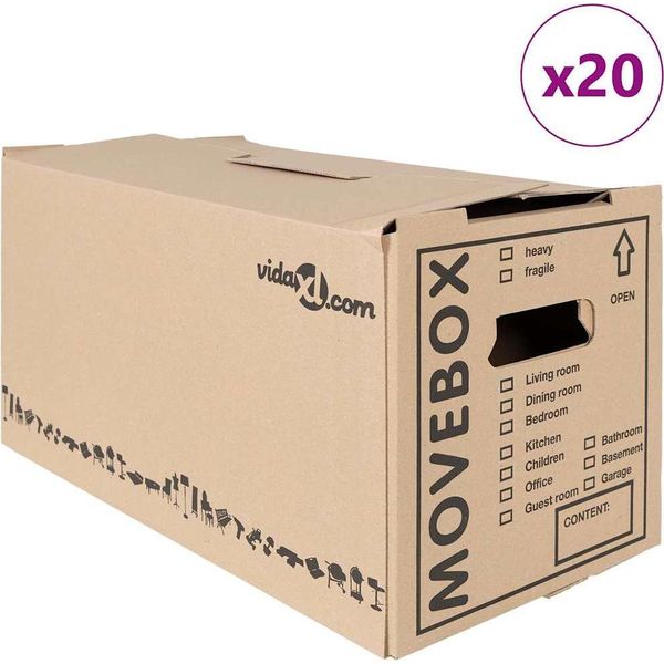 Vidaxl Scatola Per Traslochi Con Contenitore 20 Pezzi Naturale 59 X 31,5 X 31,5 Cm Cartone-image
