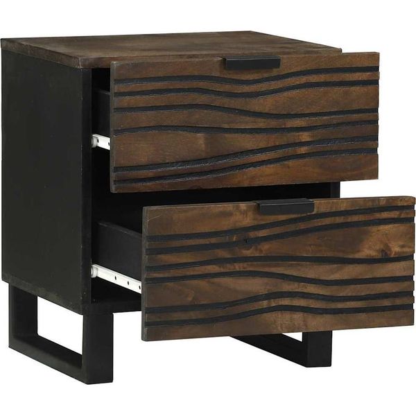 Vidaxl Comodino 2 Pezzi Noce 40 X 33 X 46 Cm Legno Massiccio Di Mango-image