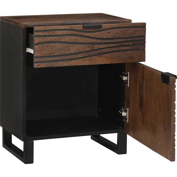 Vidaxl Comodino In Noce 50 X 33 X 60 Cm In Legno Massiccio Di Acacia-image