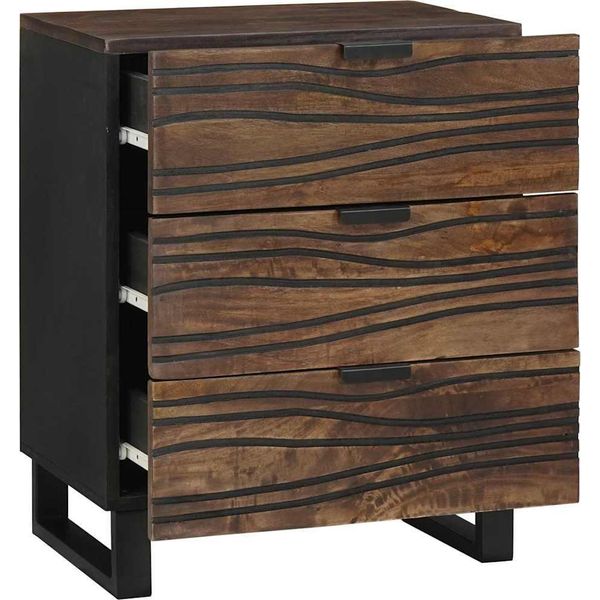 Vidaxl Comodino Noce 50 X 33 X 60 Cm In Legno Massiccio Di Mango-image