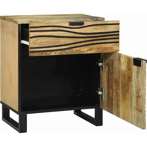 Vidaxl Comodino Marrone 50 X 33 X 60 Cm In Legno Massiccio Di Mango-image