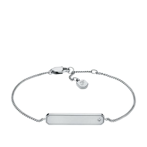 Armband Fossil "Schmuck Geschenk Edelstahl Armschmuck Sadie", Edelstahlfarben, Kristallweiß, Kristallweiß, ArmbäNder, Damen, 19Cm, Edelstahl, Armband, Mit Glasstein-image