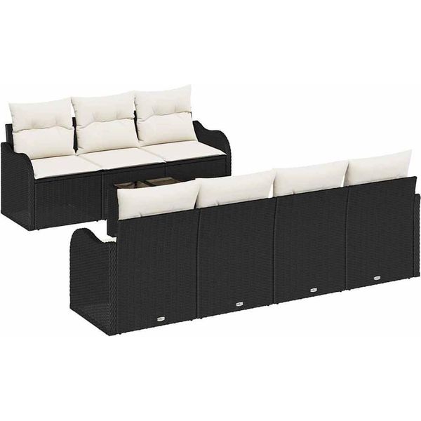 Vidaxl Set Di Divani Da Giardino 8 Pezzi Nero 55 X 55 X 37 Cm Poly Rattan-image