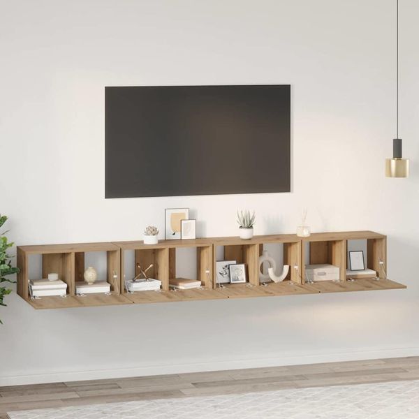 Vidaxl Set Mobile Tv 4 Pezzi Rovere Artisan 60 X 30 X 30 Cm Materiale Ligneo-image