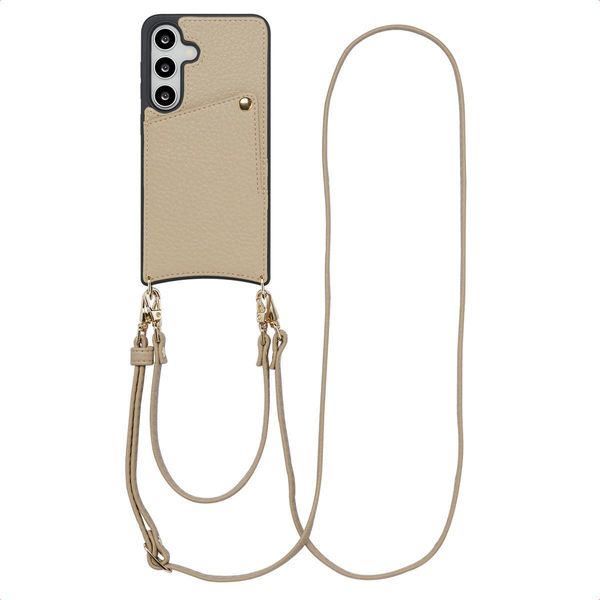 Samsung Galaxy S25/Samsung Galaxy S24 Cover - Pelle Finta - Custodia Rigida Selencia/Cover Con Cinturino/Copertura Posteriore - Beige-image