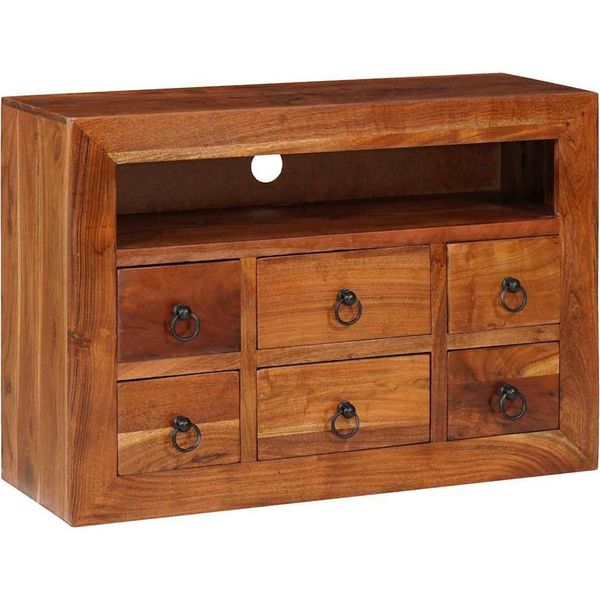 Vidaxl Credenza Marrone 80 X 30 X 55 Cm Legno Massiccio Di Acacia-image