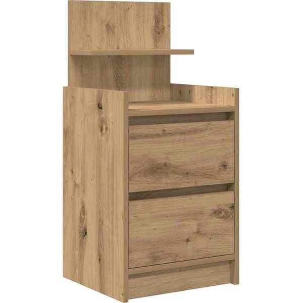 Syfax™ Comodino Con 2 Cassetti Rovere Artigianale 38X34X80 Cm-image