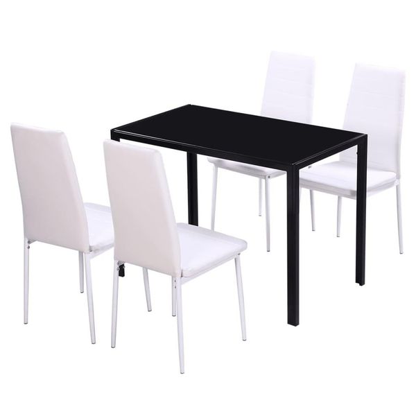 Syfax™ Set Tavolo Da Pranzo 5 Pz Nero E Bianco-image