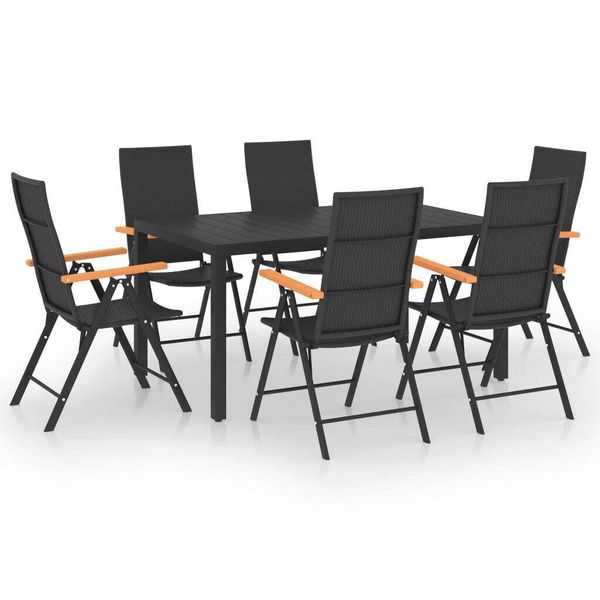 Syfax™ Set Da Pranzo Da Giardino 7 Pz Nero E Marrone-image
