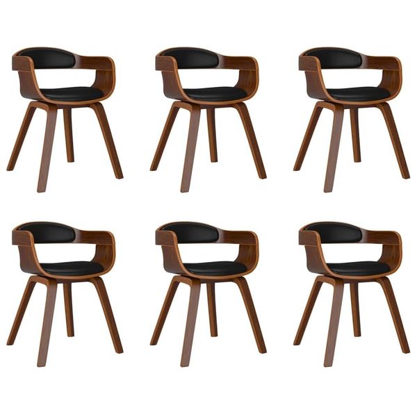 Syfax™ Sedie Da Pranzo 6 Pz Nere In Legno Curvato E Pelle Finta-image