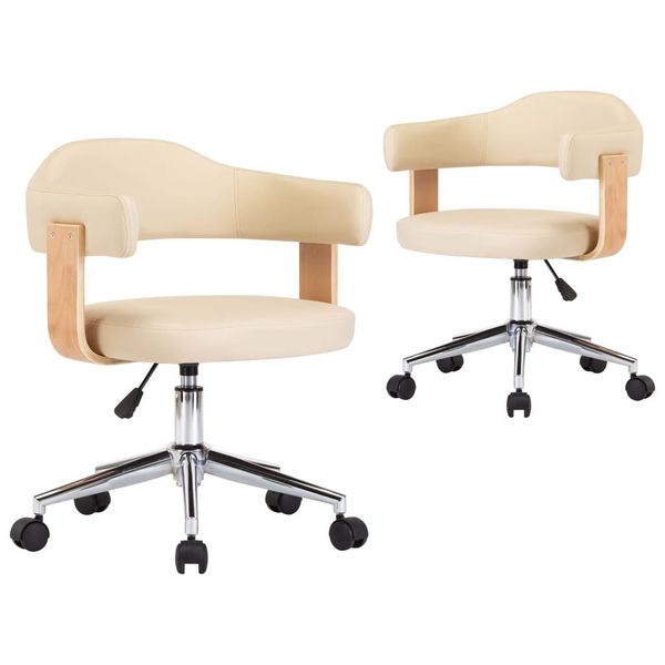 Syfax™ Sedie Da Pranzo Girevoli 2 Pz Crema In Pelle Finta-image