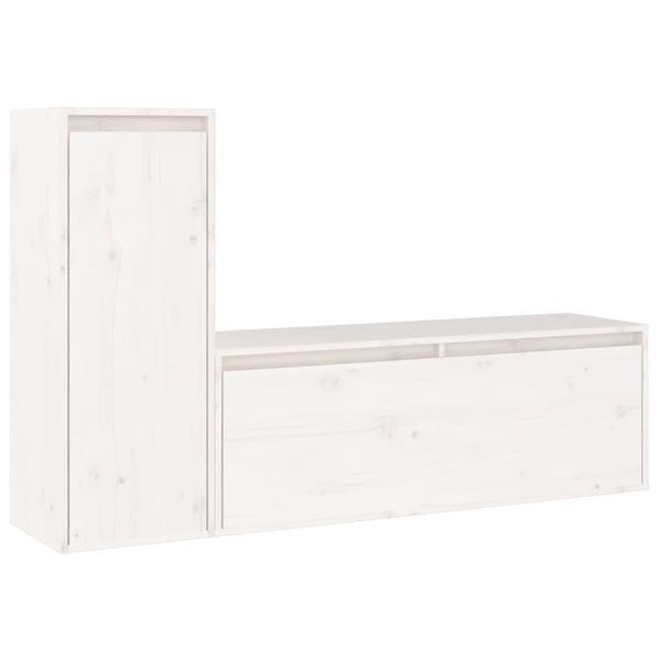 Syfax™ Mobili Porta Tv 2 Pz Bianchi In Legno Massello Di Pino-image