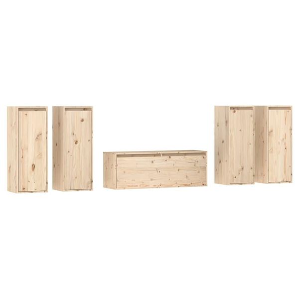 Syfax™ Mobili Porta Tv 5 Pz In Legno Massello Di Pino-image