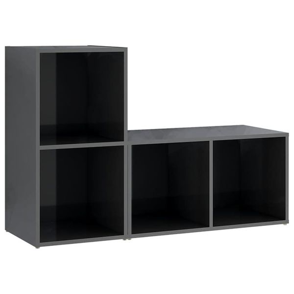 Syfax™ Mobili Tv 2 Pz Grigio Lucido 72X35X36,5 Cm In Legno Multistrato-image