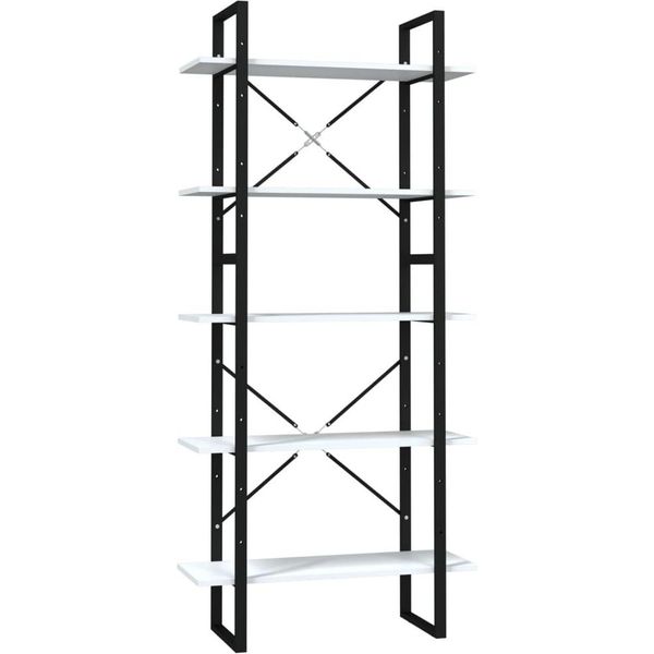 Syfax™ Libreria A 5 Ripiani Bianca 80X30X175 Cm In Legno Multistrato-image