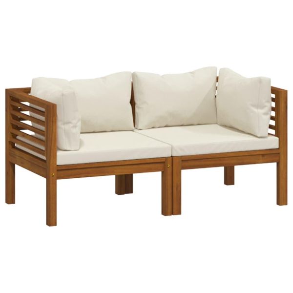 Syfax™ Divano Da Giardino A 2 Posti Con Cuscino Crema Massello Acacia-image